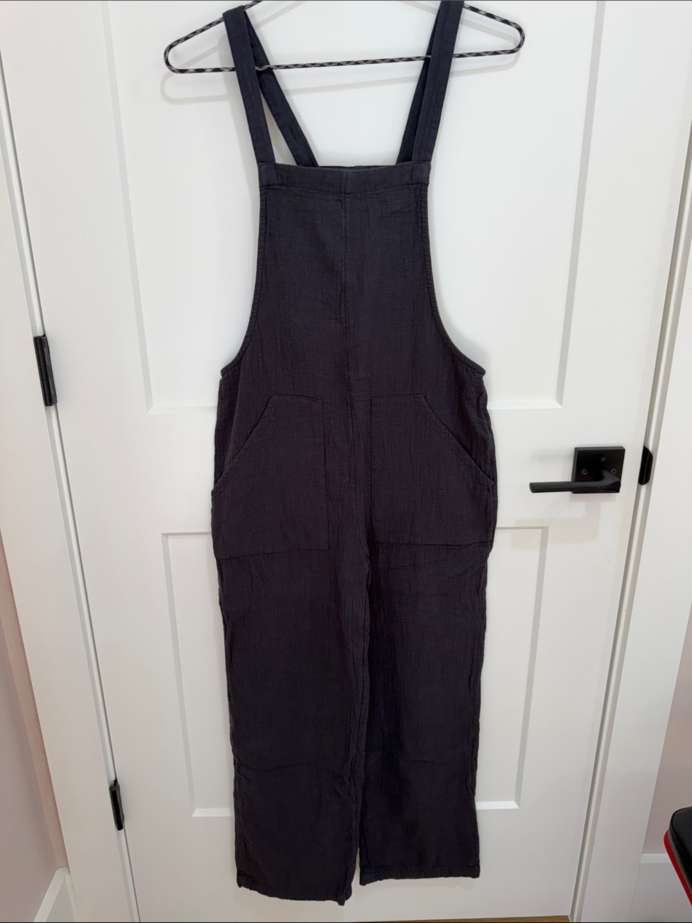 Billabong Black Textured Cotton Overalls Jumpsuit